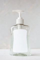 Alcohole gel Hygiene. Vertical. Close up. Copy space for text.