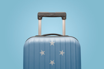 Baggage with Micronesia flag print tourism and vacation concept.