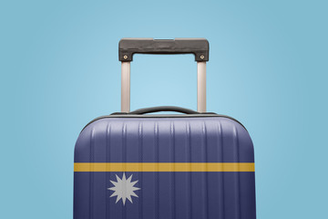 Baggage with Nauru flag print tourism and vacation concept.