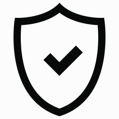 Protection icon with ok. Warranty. Protection. Service. Shield with a ok sign. Vector icon.