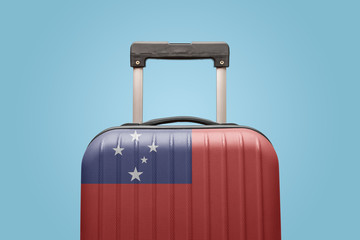 Baggage with Samoa flag print tourism and vacation concept.