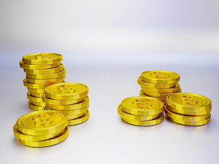 3D rendering of Golden dollar coins - 346002907