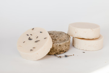 soap bars on white background