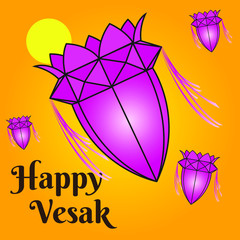 vector Vesak lantern with a full moon