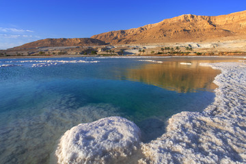 Salt deposits, typical landscape of the Dead Sea.