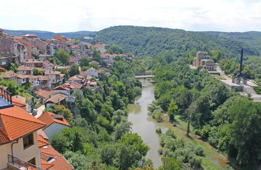 Fototapeta premium Veliko Tarnovo is a town in north central Bulgaria. Is located on the Yantra River and is famously known as the historical capital of the Second Bulgarian Kingdom, the 