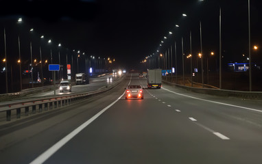 Highway traffic at night