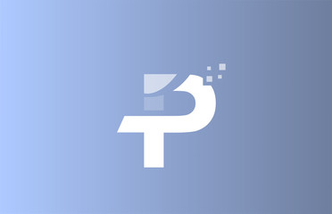 Obraz premium P white blue alphabet letter logo icon for business and company with pastel colour design