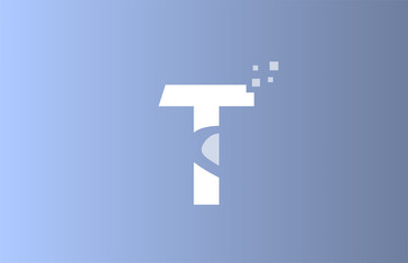 T white blue alphabet letter logo icon for business and company with pastel colour design