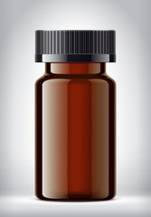 Bottle on background. Glossy surface version. 