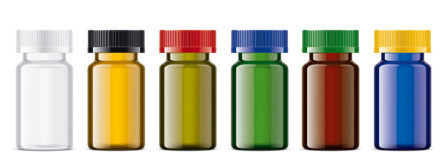 Colored Bottles set. Transparent version. 