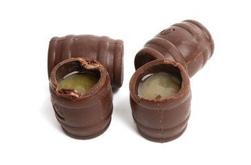 chocolate barrels with liquor
