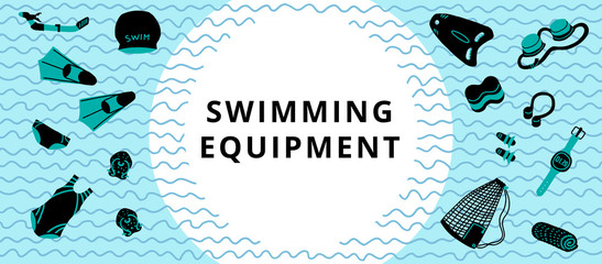 Swimming equipment horizontal banner