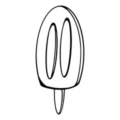 Ice cream on a stick. Cute outline doodle digital art. Print for stickers, menus, cards, restaurants, invitations, fabrics, banners, posters.