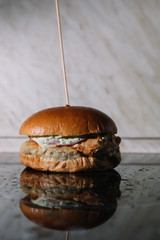 big delicious juicy Burger with reflection