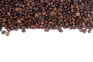 coffee beans on white highlighted background