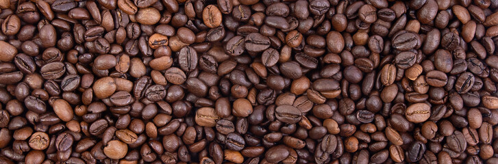 coffee beans background in banner format