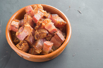 slice of bacon tapa typical spanish food