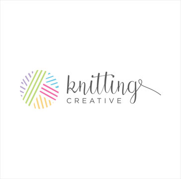 Circle Crochet Logo Design Template, Knitting Logo Design, Tailor, sewing, needle, yarn For Handmade handicraft logo Colorful design Template