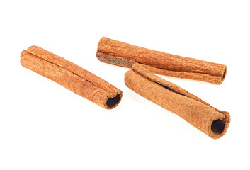 Fragrant cinnamon sticks isolated on a white background
