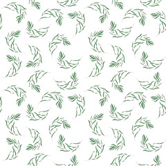 Ficus plant leaves seamless pattern on white. Textile and print design.