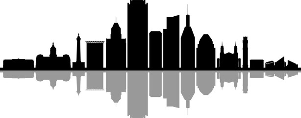 BALTIMORE MARYLAND City Skyline Silhouette Cityscape Vector - 346017956