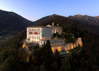 Brandolini castle al dusk in winter
