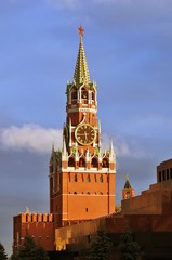 Fototapeta na wymiar Spasskaya clock tower. Architecture of Moscow Kremlin, Russia. Popular ladnmark.