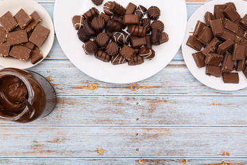 Delicious chocolates different shapes and taste