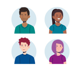 set of girls and happy boys user