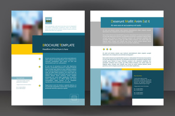 Blue business brochure flyer design print template, vector leaflet layout, annual report cover - 346019903