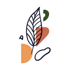 Abstract floral art vector leaves background. Hand draw