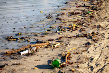 Waste and stranded goods at the beach