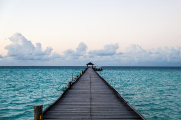 The long pier in the Maldives islands, Ari Atoll