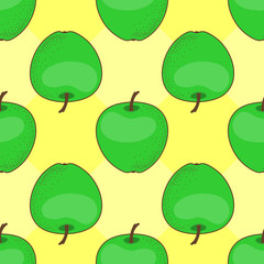 Apple seamless pattern. Flat style vector illustration.
