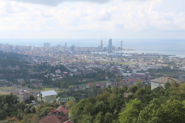 view overview from mount Sameba Batumi on the city of Batumi and the beach