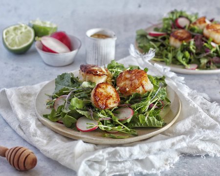 Microgreen Sea Scallops Radish Salad