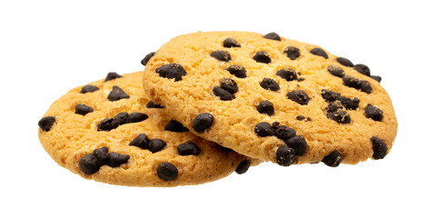 Homemade chocolate chip cookies isolated on white background