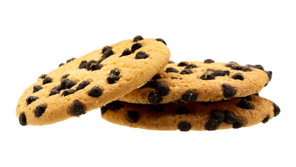 Homemade chocolate chip cookies isolated on white background