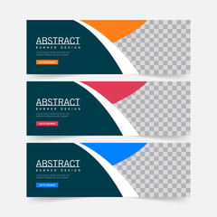 Abstract Banner Template Design. Horizontal header, web banner. Social Media Cover, poster. Vector abstract geometric design banner web template. Vector illustration