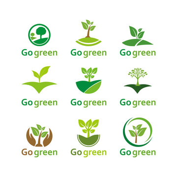 Set Go Green Logo Design Vector