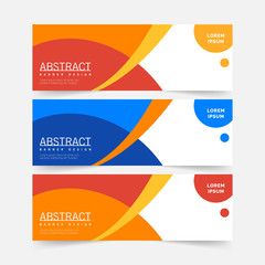 Abstract Banner Template Design. Horizontal header, web banner. Social Media Cover, poster. Vector abstract geometric design banner web template. Vector illustration