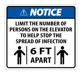 Notice Elevator Physical Distancing Sign Isolate On White Background,Vector Illustration EPS.10