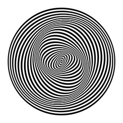 Illusion of swirl movement. Op art lines pattern.