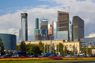 View of the Moscow City from Kutuzovsky Prospekt