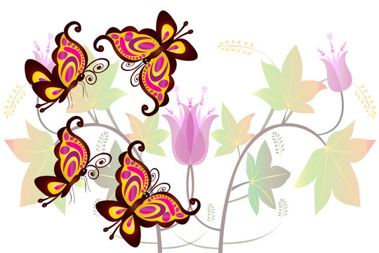 Butterflies greetings card logo background