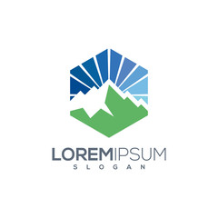 Simple Modern Montain Logo Design Vector