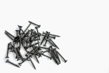 Self-tapping screws on wood of black color