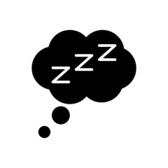 sleep icon vector in black flat design on white background
