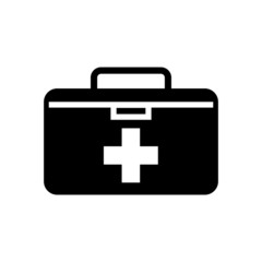 medical kit icon vector in black flat design on white background